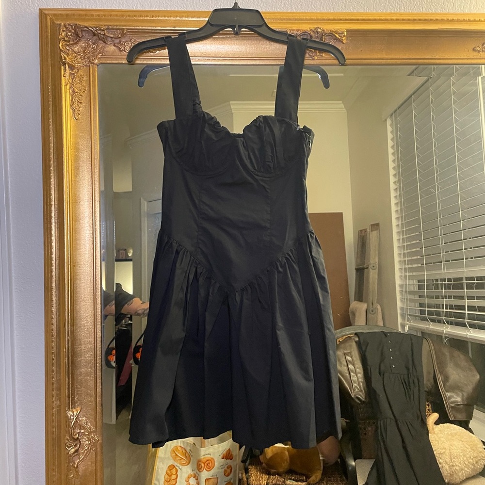 Corset Style Black Sleeveless Dress